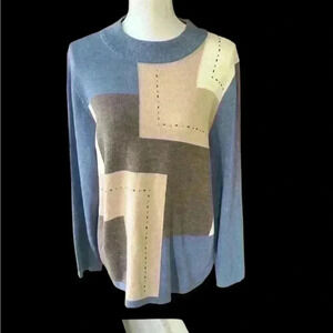 Allison Daley. Large Petite color block sweater. NWOT. Excellence condition.